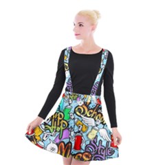 Graffiti Characters Seamless Patternm Suspender Skater Skirt by Nexatart