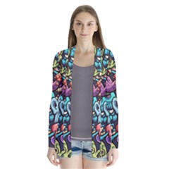 Zombie Heads Pattern Drape Collar Cardigan by Nexatart