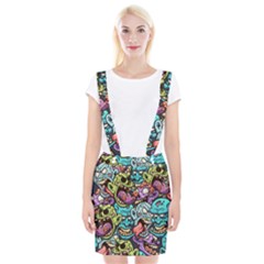 Zombie Heads Pattern Braces Suspender Skirt by Nexatart
