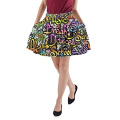 Graffiti Word Seamless Pattern A-line Pocket Skirt by Nexatart