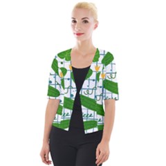 Seamless Pattern With Cucumber Cropped Button Cardigan by Nexatart