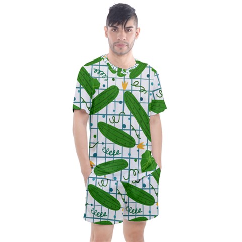 Seamless Pattern With Cucumber Men s Mesh Tee And Shorts Set by Nexatart
