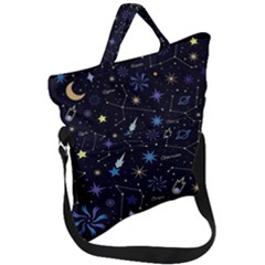 Starry Night  Space Constellations  Stars  Galaxy  Universe Graphic  Illustration Fold Over Handle Tote Bag by Nexatart