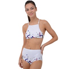 Lines And Dots Motif Geometric Print High Waist Tankini Set by dflcprintsclothing