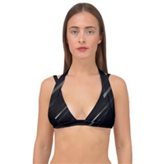 Minimalist Black Linear Abstract Print Double Strap Halter Bikini Top by dflcprintsclothing
