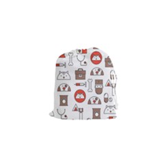 Vector Thin Line Art Vet Seamless Pattern Drawstring Pouch (xs) by Vaneshart