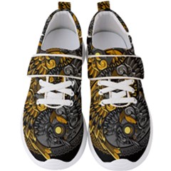 Yin Yang Owl Doodle Ornament Illustration Men s Velcro Strap Shoes by Vaneshart