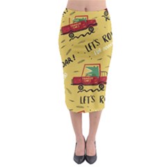 Childish Seamless Pattern With Dino Driver Midi Pencil Skirt by Vaneshart