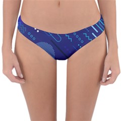 Classic Blue Background Abstract Style Reversible Hipster Bikini Bottoms by Vaneshart