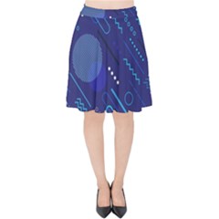 Classic Blue Background Abstract Style Velvet High Waist Skirt by Vaneshart