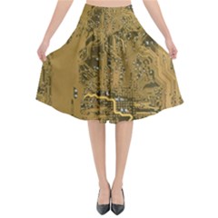 Pcb Printed Circuit Board Flared Midi Skirt by Vaneshart