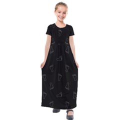 Neon Style Black And White Footprints Motif Pattern Kids  Short Sleeve Maxi Dress by dflcprintsclothing