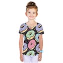 Colorful Donut Seamless Pattern On Black Vector Kids  One Piece Tee View1
