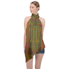 Colors From The Sea Decorative Halter Asymmetric Satin Top by pepitasart