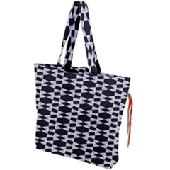 Black And White Triangles Drawstring Tote Bag by Sparkle