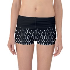 Black And White Matrix Patterned Design Boyleg Bikini Bottoms by dflcprintsclothing