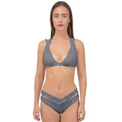 Black And White Triangles Double Strap Halter Bikini Set by Sparkle