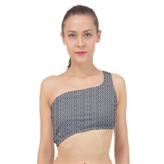 Black And White Triangles Spliced Up Bikini Top  by Sparkle