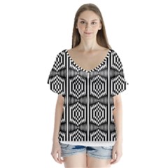 Optical Illusion V-neck Flutter Sleeve Top by Sparkle