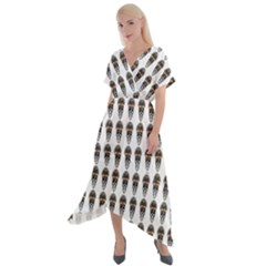 Skull Police Cross Front Sharkbite Hem Maxi Dress by Sparkle