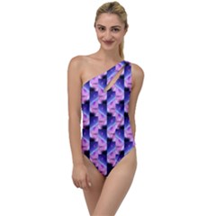 Digital Waves To One Side Swimsuit by Sparkle