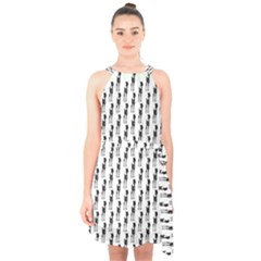 Deerlife Halter Collar Waist Tie Chiffon Dress by Sparkle