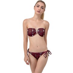 Tattoo Old School Background Pattern Twist Bandeau Bikini Set by Wegoenart