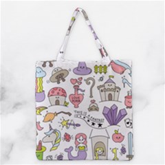 Fantasy Things Doodle Style Vector Illustration Grocery Tote Bag by Wegoenart