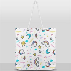 Unicorns Rainbows Seamless Pattern Full Print Rope Handle Tote (large) by Wegoenart