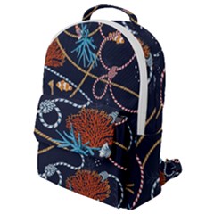 Vector Illustration Seamless Pattern With Corals Animal Trasure Marine Motif Sailor Mood Design Naut Flap Pocket Backpack (small) by Wegoenart