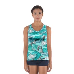 Sea Waves Seamless Pattern Sport Tank Top  by Wegoenart