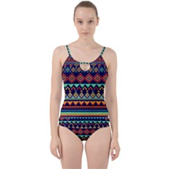 Pattern Tribal Style Cut Out Top Tankini Set by Wegoenart