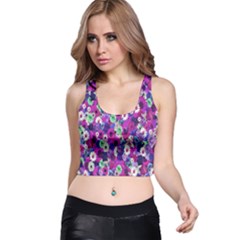 Fantasy Garden Purple Racer Back Crop Top by retrotoomoderndesigns