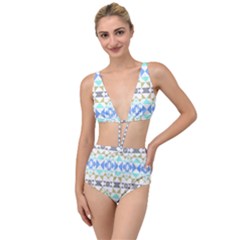 Multicolored Geometric Pattern Tied Up Two Piece Swimsuit by dflcprintsclothing