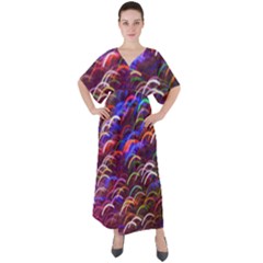 Fractal Rings V-neck Boho Style Maxi Dress by Sparkle