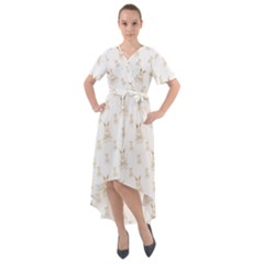 Happy Easter Motif Print Pattern Front Wrap High Low Dress by dflcprintsclothing