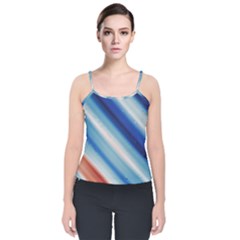 Violet Orange Velvet Spaghetti Strap Top by Sparkle