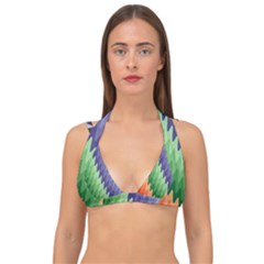 Grey Strips Double Strap Halter Bikini Top by Sparkle