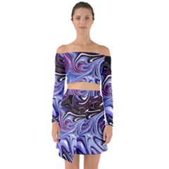 Galaxy Off Shoulder Top With Skirt Set by Sparkle