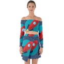 Rocket With Science Related Icons Image Off Shoulder Top with Skirt Set View1