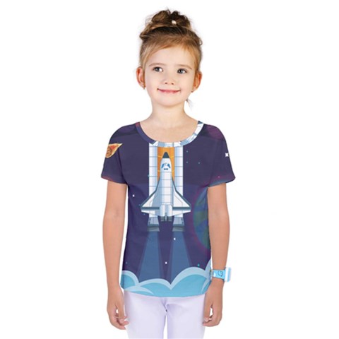 Spaceship Milkyway Galaxy Kids  One Piece Tee by Vaneshart