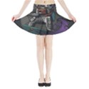 Illustration Astronaut Cosmonaut Paying Skateboard Sport Space With Astronaut Suit Mini Flare Skirt View3