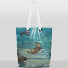 Awesome Steampunk Manta Rays Full Print Rope Handle Tote (small) by FantasyWorld7