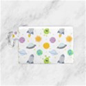 Seamless Pattern Cartoon Space Planets Isolated White Background Canvas Cosmetic Bag (Small) View1