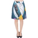 Spaceship Astronaut Space Velvet High Waist Skirt View1
