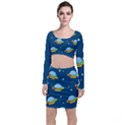 Seamless Pattern Ufo With Star Space Galaxy Background Top and Skirt Sets View1
