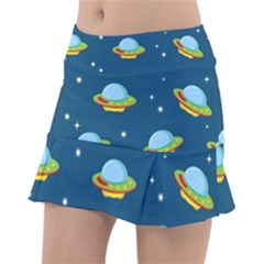 Seamless Pattern Ufo With Star Space Galaxy Background Tennis Skorts by Vaneshart