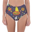 Vector Flat Space Design Background With Text Reversible High-Waist Bikini Bottoms View3