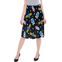 Seamless Adventure Space Vector Pattern Background Midi Beach Skirt by Vaneshart