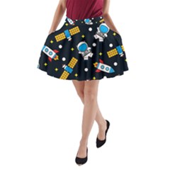 Seamless Adventure Space Vector Pattern Background A-line Pocket Skirt by Vaneshart